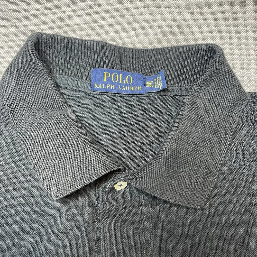 POLO Ralph Lauren Polo Shirt Men's 2XLT Black Big Pony #3 Sleeve‎ Classic Fit